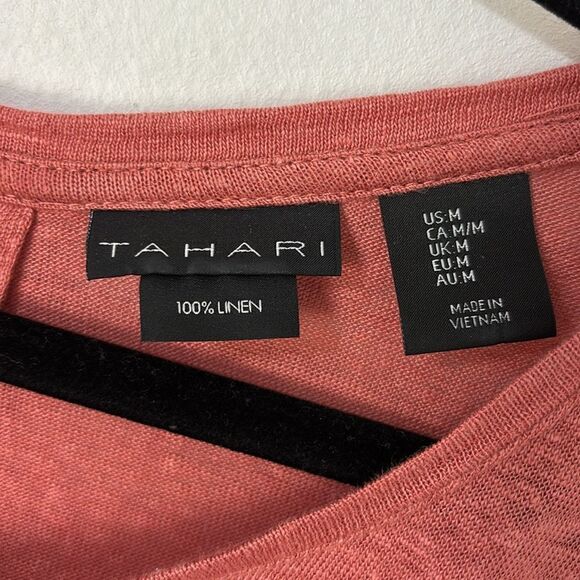 Tahari Terracota Linen Top M Relaxed Lagenlook Minimalist Breathable Natural - Picture 2 of 10